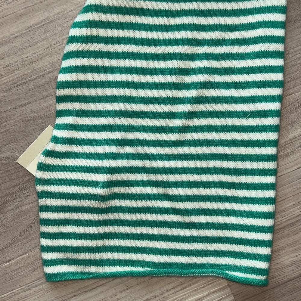 American Eagle Striped Knit Scarf NWT Green White Vintage Nautical - Picture 3 of 4